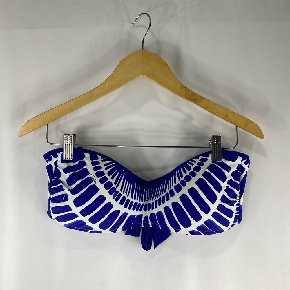 Trina Turk Size 14 Algiers Blue Bandeau Bikini Top - Picture 2 of 3